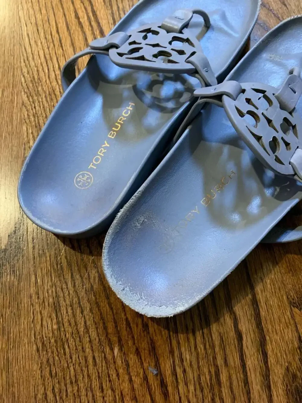 Tory Burch Miller Cloud Lite Thong Sandals Blue Size 8.5